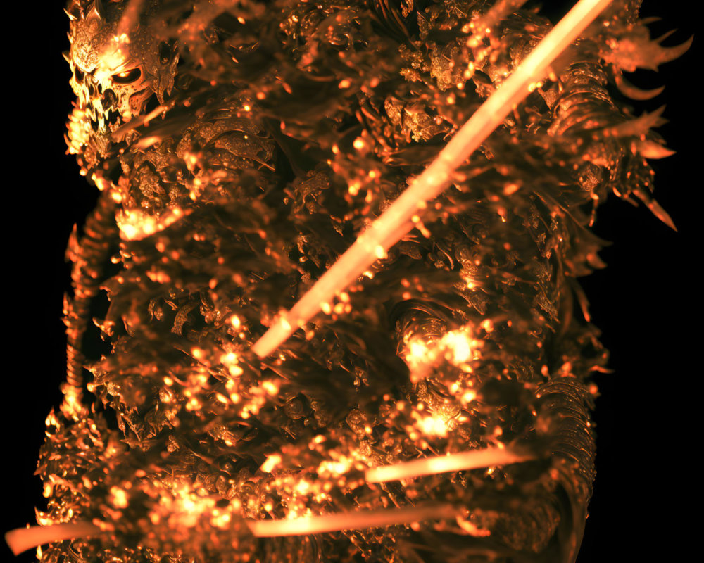 Abstract Orange and Yellow Fractal Patterns with Fiery Textures