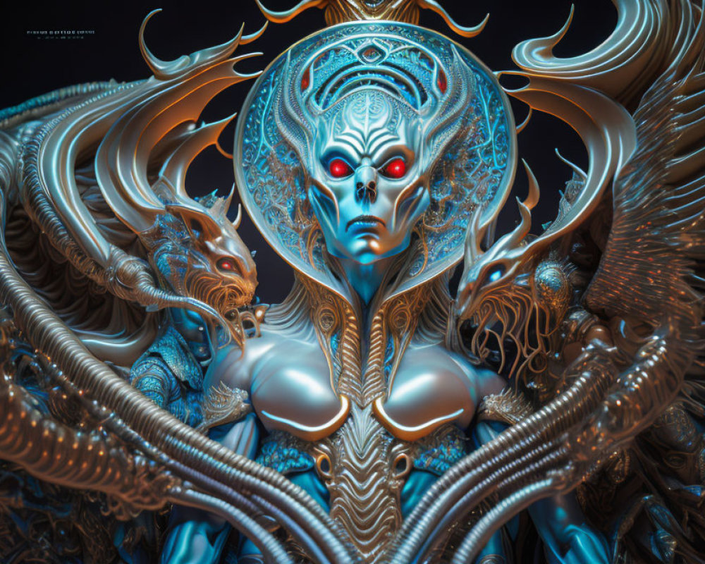 Futuristic Full-Body Portrait of an Alien Being