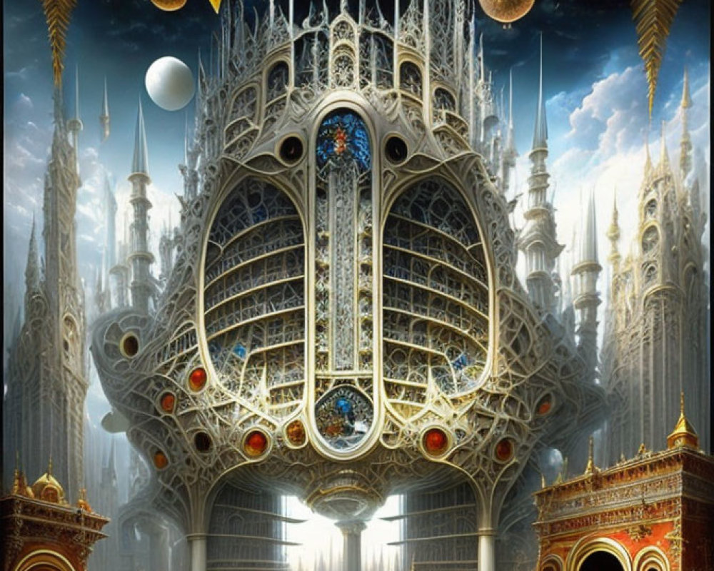 Futuristic Gothic Cathedral with Intricate Details
