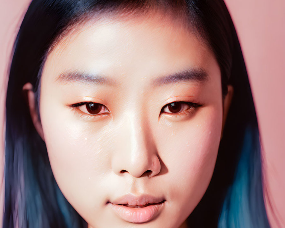Close-Up Portrait of a Young Individual with Highlights