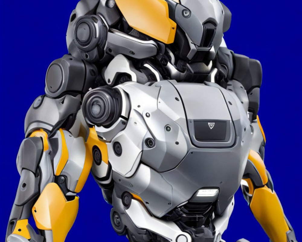 Futuristic Robot Design with Silver and Yellow Accents