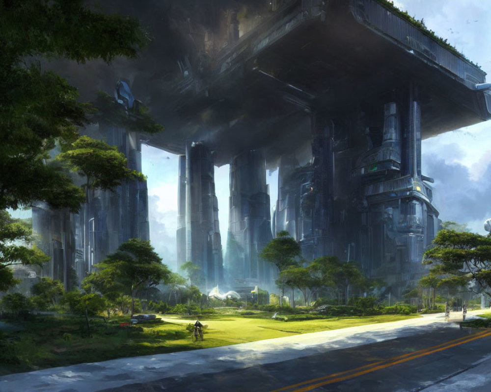 Futuristic Landscape of Nature and Advanced Technology