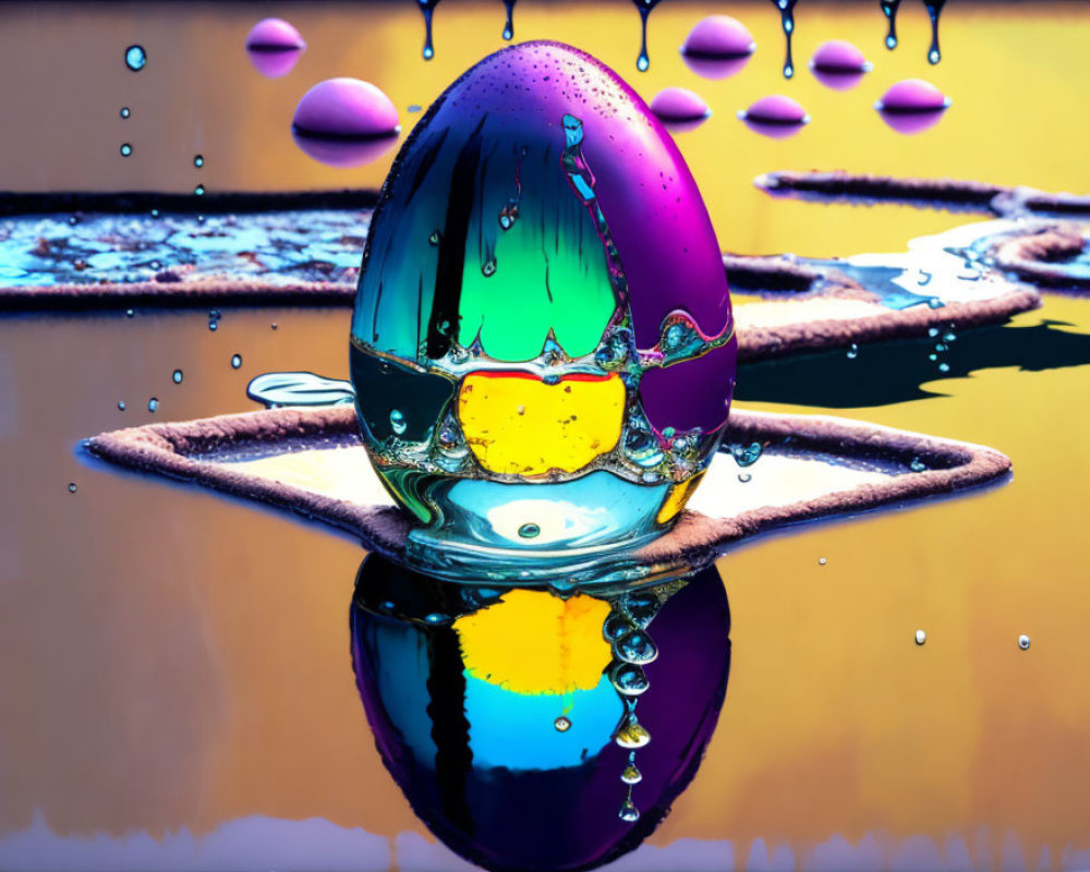 Vibrant Water Drop Collision with Reflective Surface