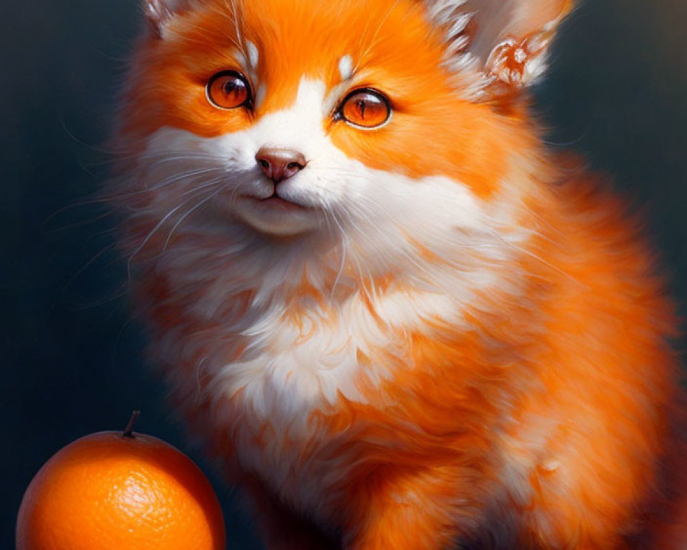 Fluffy orange fox-like creature standing next to an orange