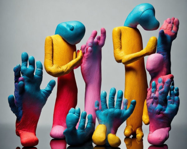 Abstract Clay Figures in Vibrant Colors and Postures