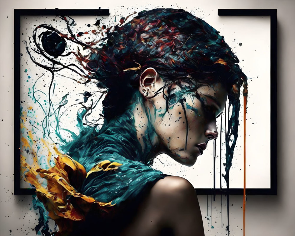 Vibrant Profile Portrait with Botanical Elements