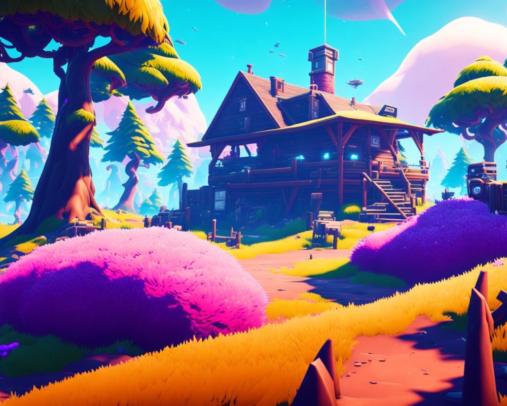Vibrant Video Game-Style Artwork of a Fantasy Landscape