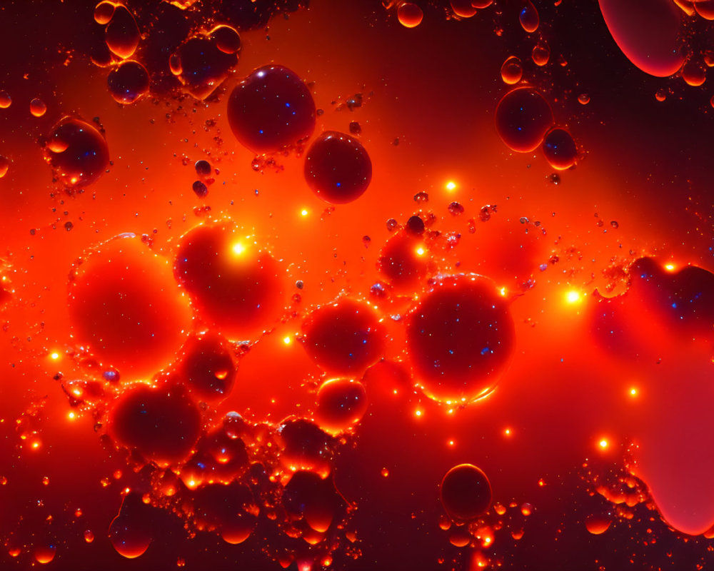 Abstract Fiery Effect with Red and Orange Translucent Bubbles