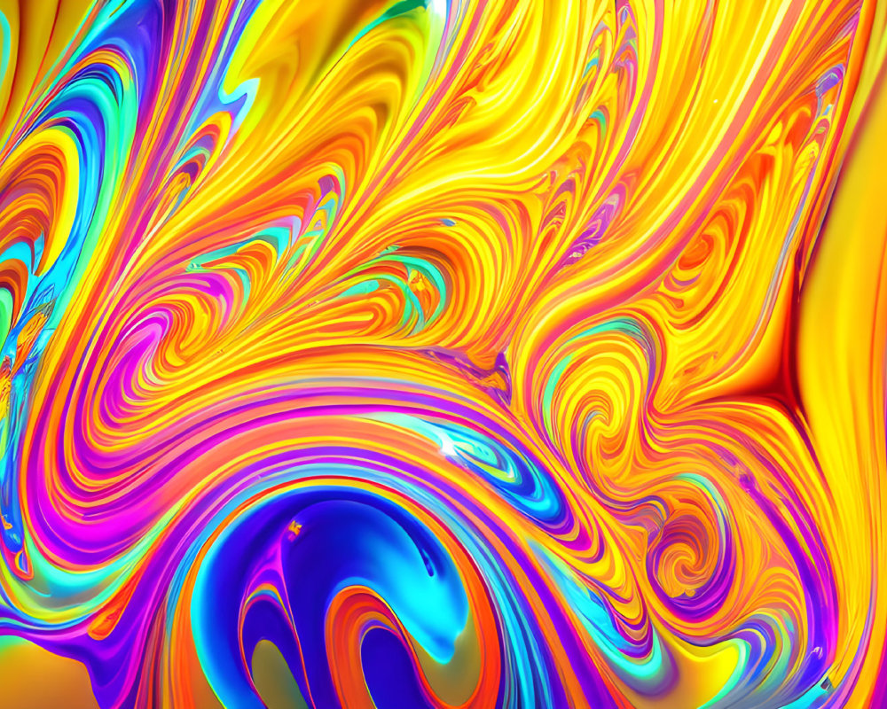 Colorful Abstract Swirls in Blues, Yellows, and Purples