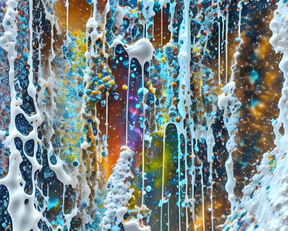 Vibrant foam streaks on car window: Abstract pattern view