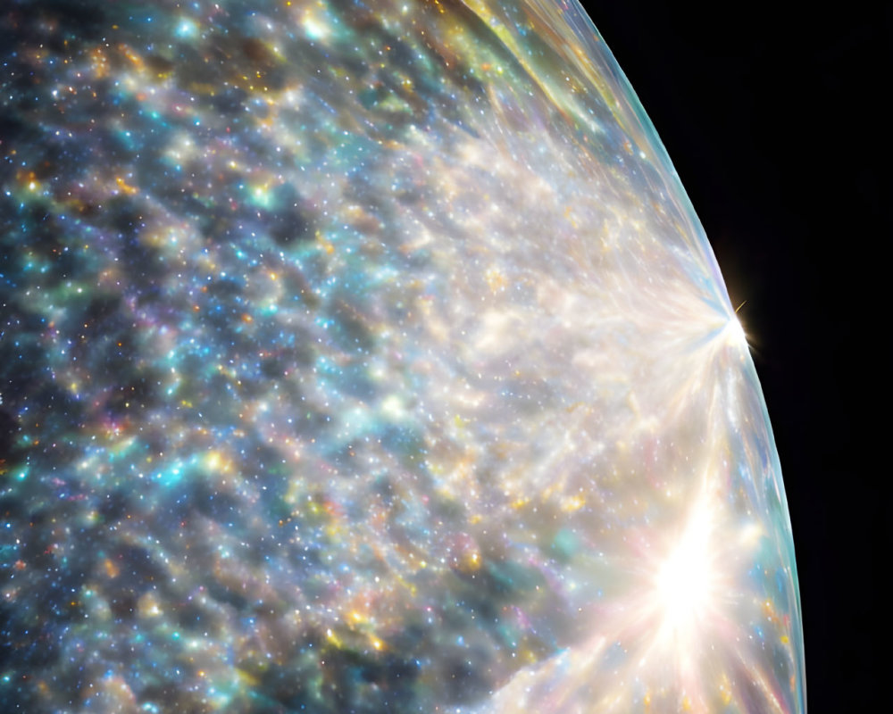 Celestial body glowing in vibrant cosmic scene