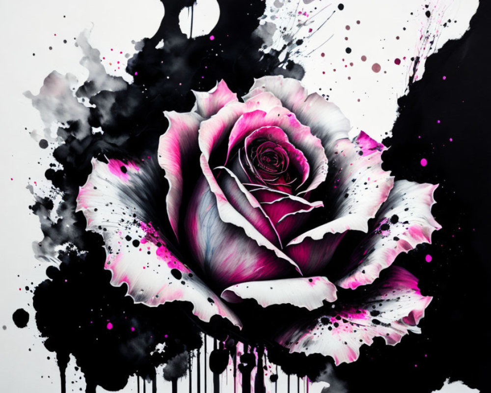 Rose Artwork with Intricate Details and Bold Backgrounds