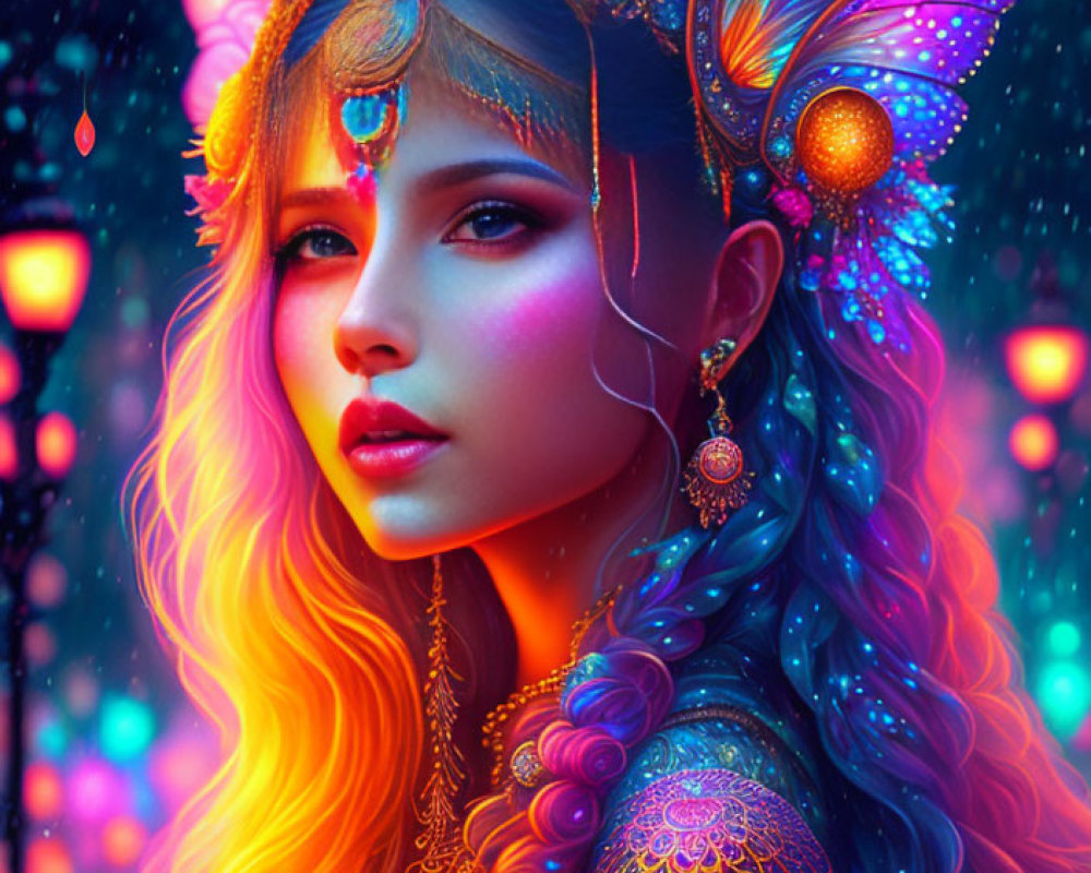 Vibrant Digital Painting of a Young Woman's Portrait