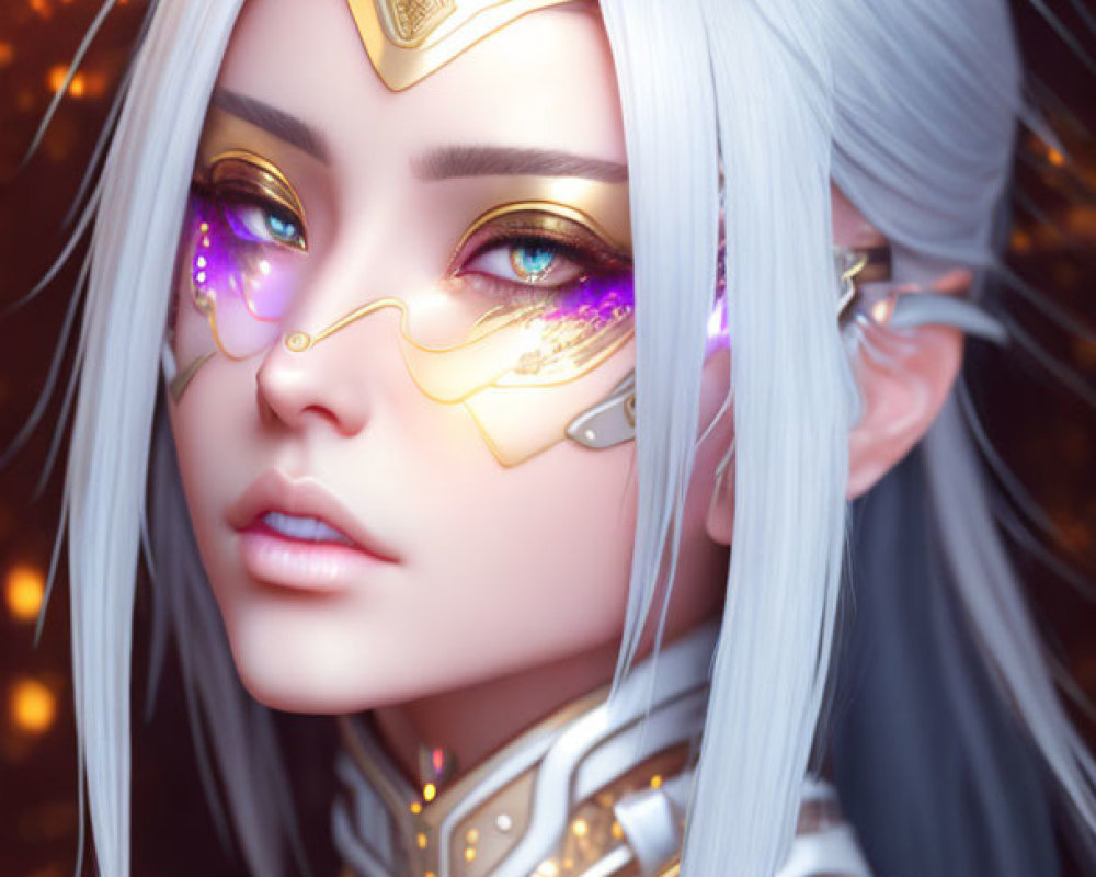 Symmetrical close-up portrait of a fantasy elf