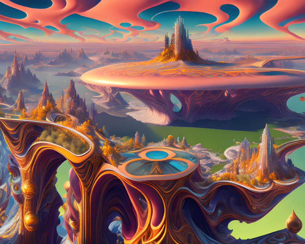 Surreal Landscape with Vibrant Colors and Formations