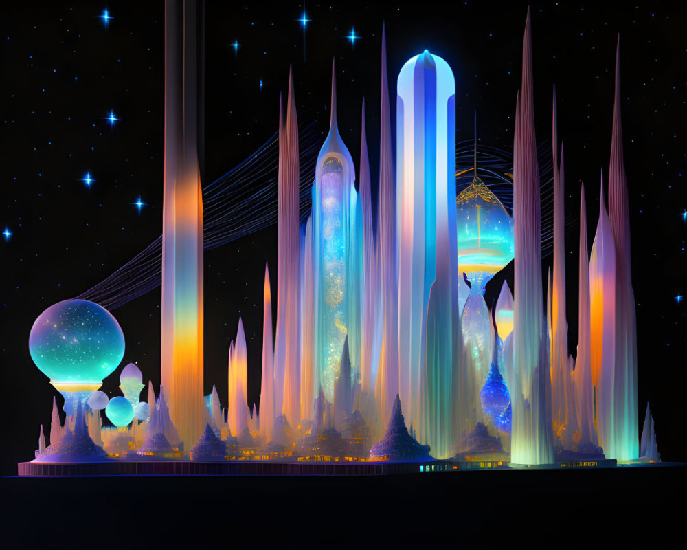 Surreal Futuristic Landscape with Crystalline Structures