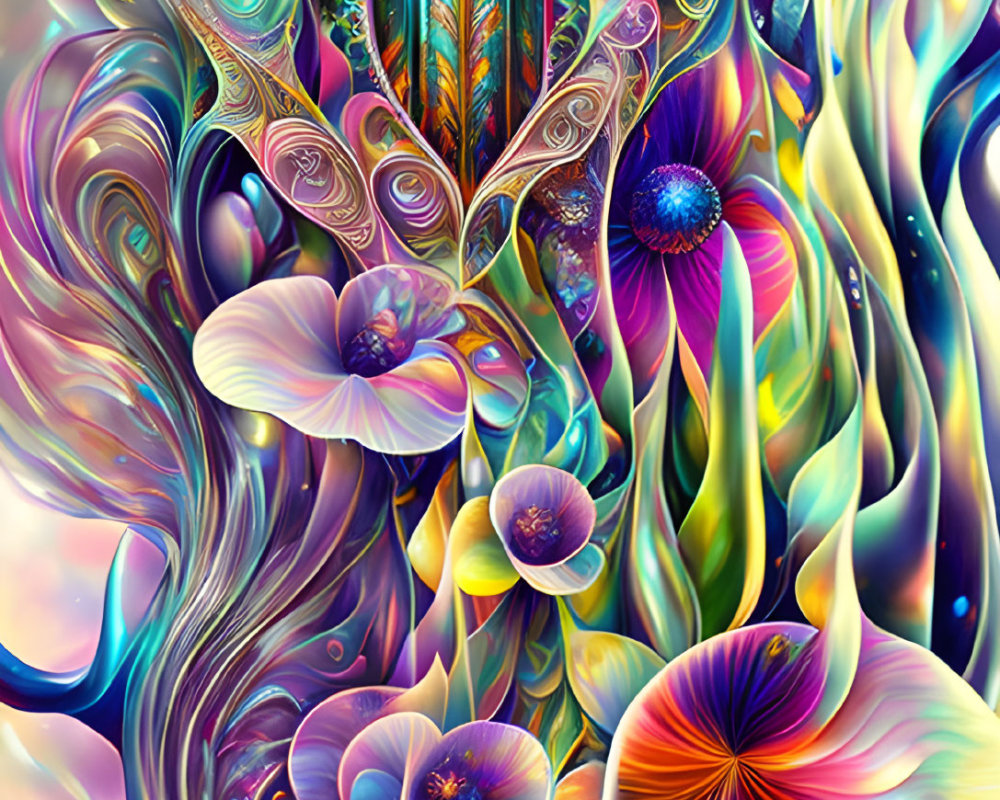 Vibrant Abstract Composition with Swirling Colors