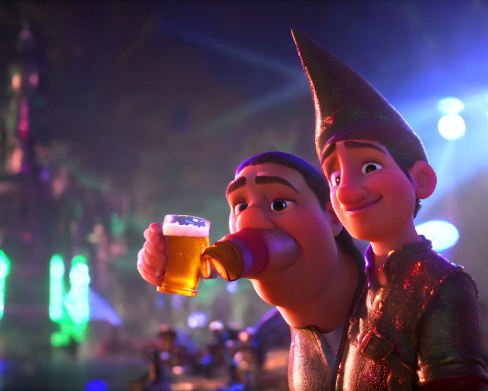 Colorful Festive Background with Animated Characters Drinking