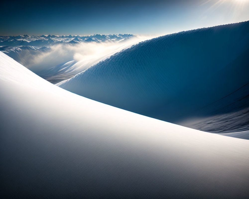 Snowscape with Sunlight Filtering Through Hazy Skies