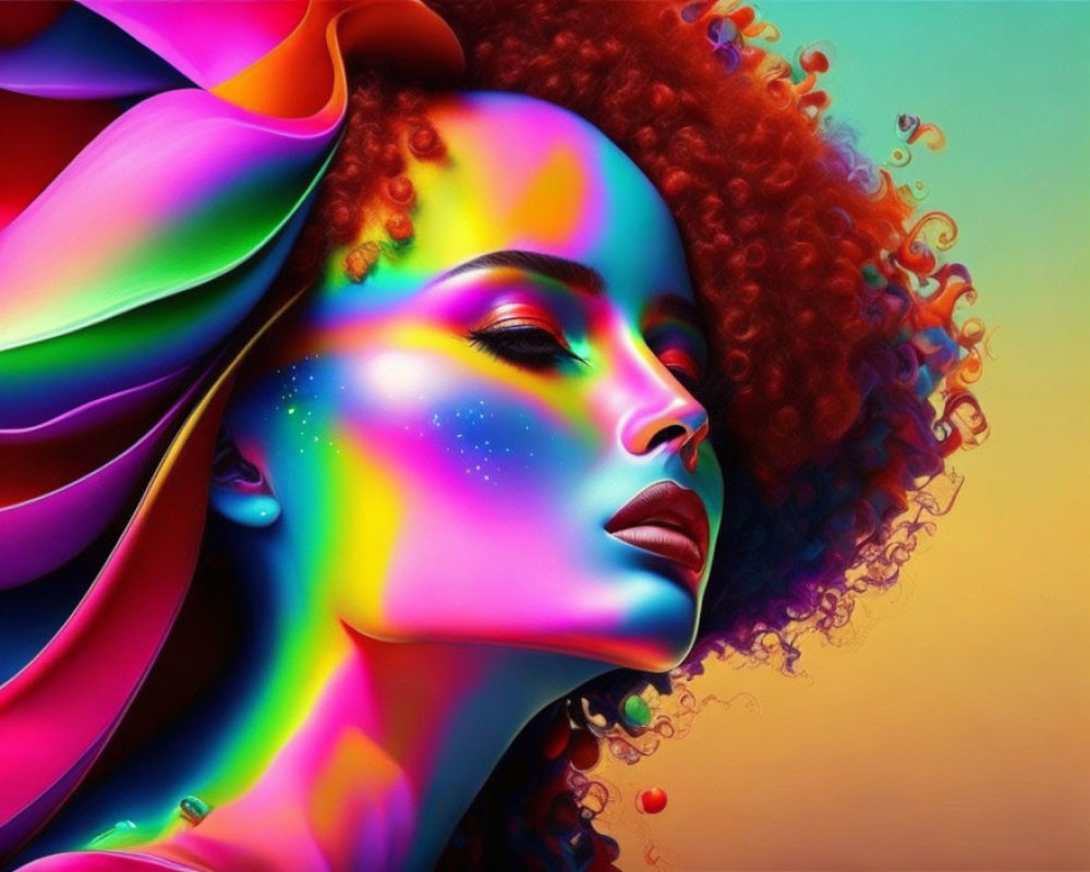 Surreal portrait of a woman with vibrant colors
