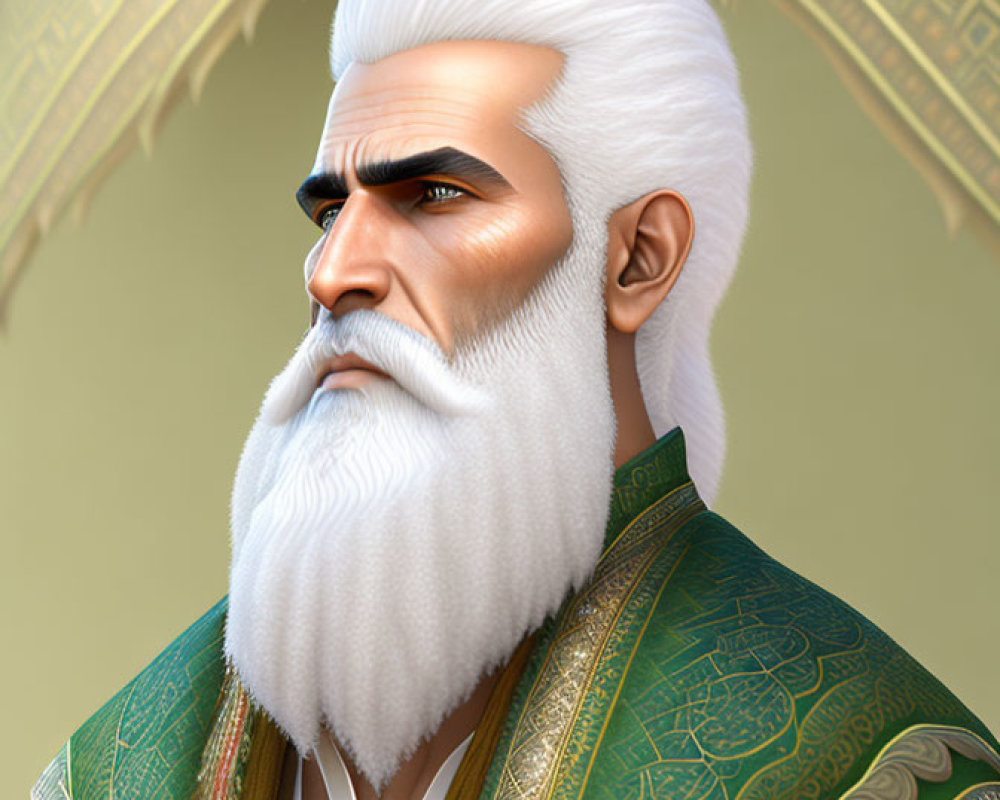 Elderly man illustration in regal attire with white beard