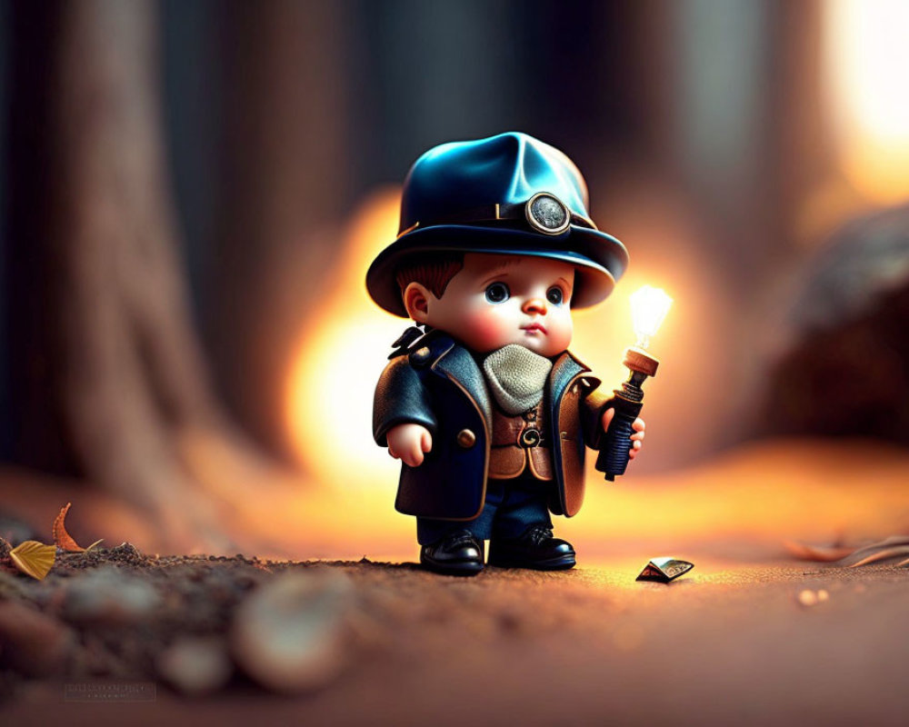 Wide-eyed miner character illustration in underground setting