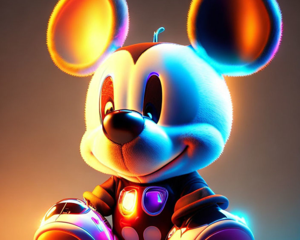 Stylized digital illustration of futuristic cartoon mouse character