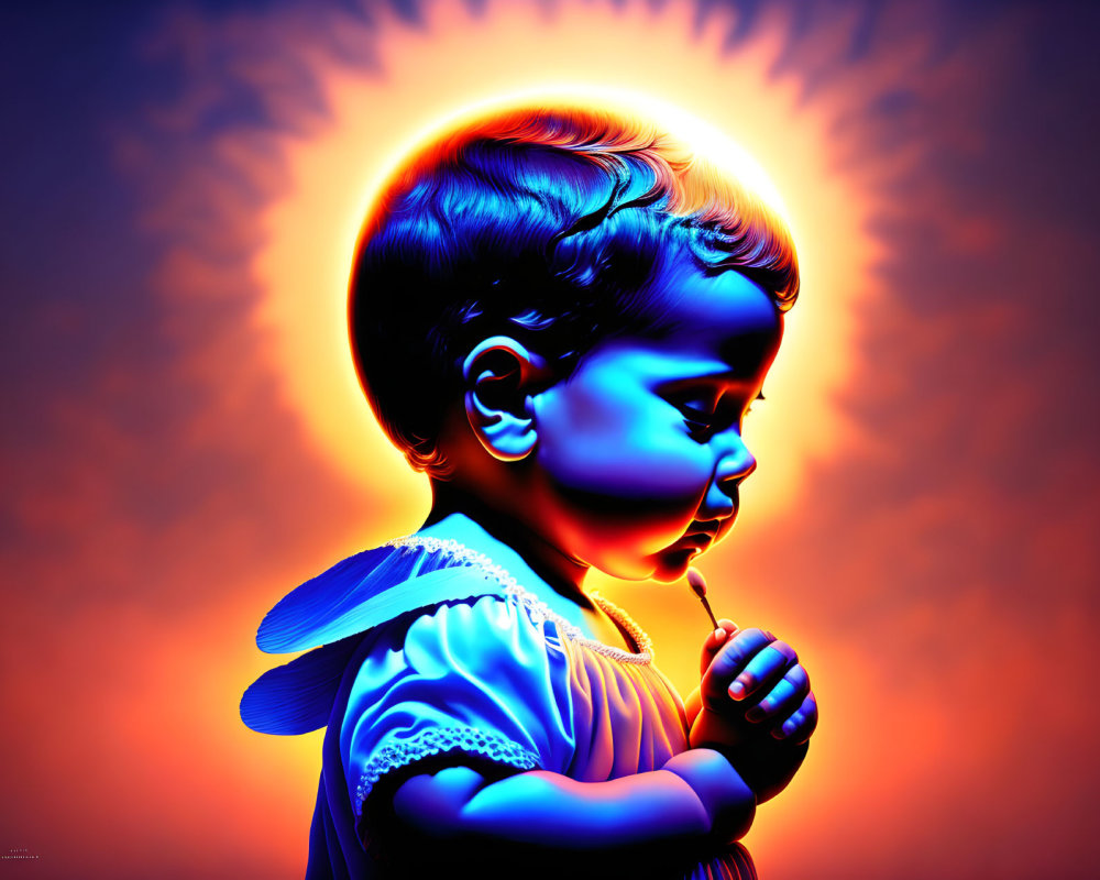 Baby with Angel Wings in Radiant Glow Pose