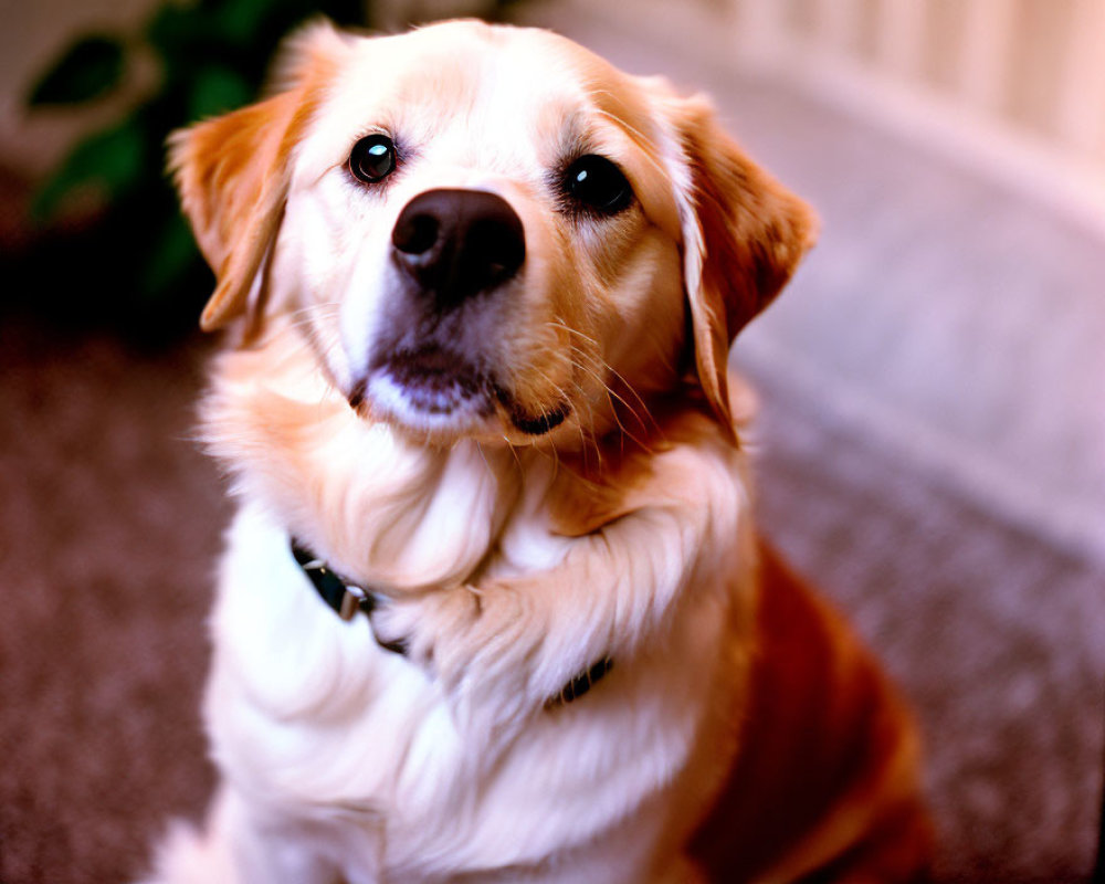 Golden Retriever with Collar in Soft Background