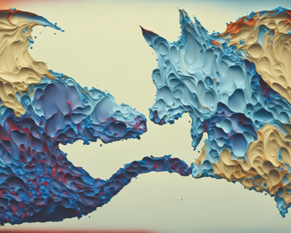 Colorful Stylized Waves on Gradient Background Reflecting Abstract Aquatic Dance