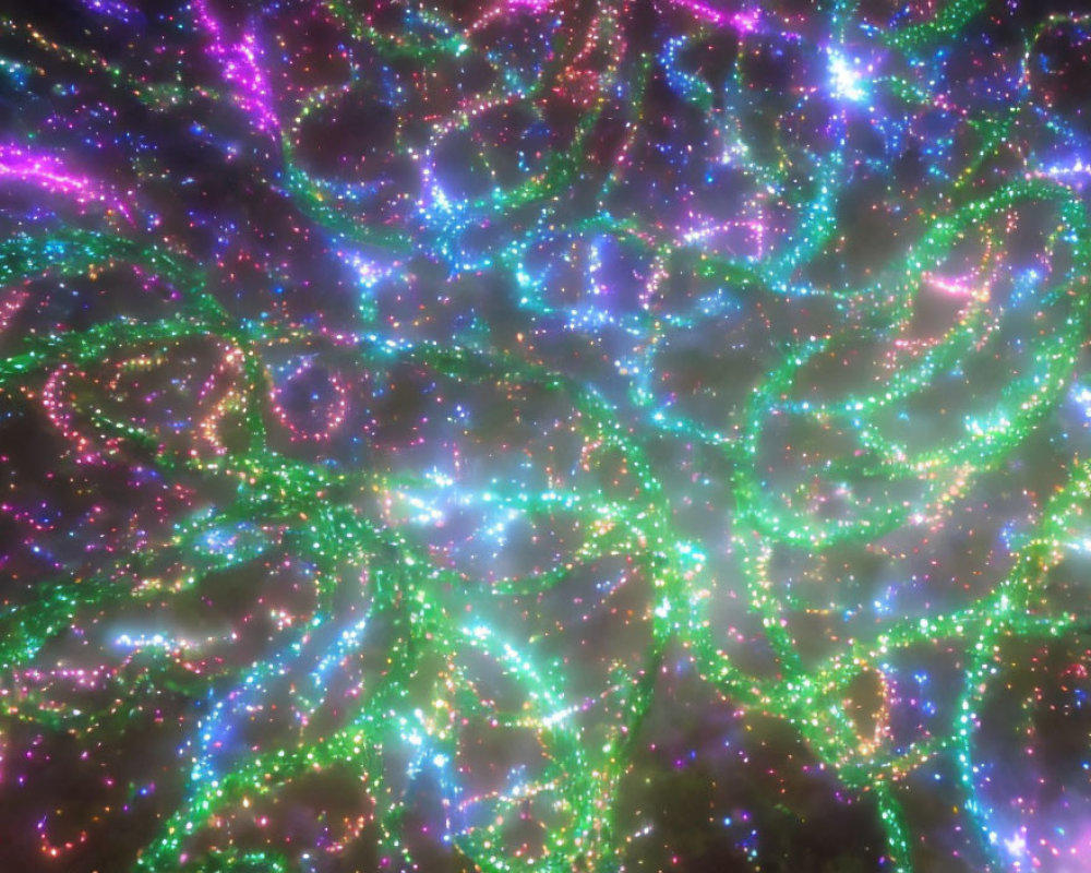 Colorful Neon Lights Swirling in Cosmic Galaxy Scene
