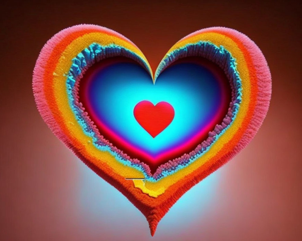 Colorful Layered Heart with Blue to Red Rainbow Spectrum