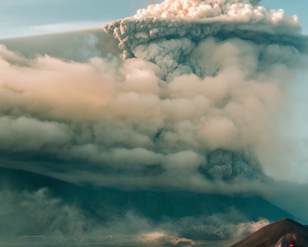 Massive volcanic eruption spews ash above mountain village