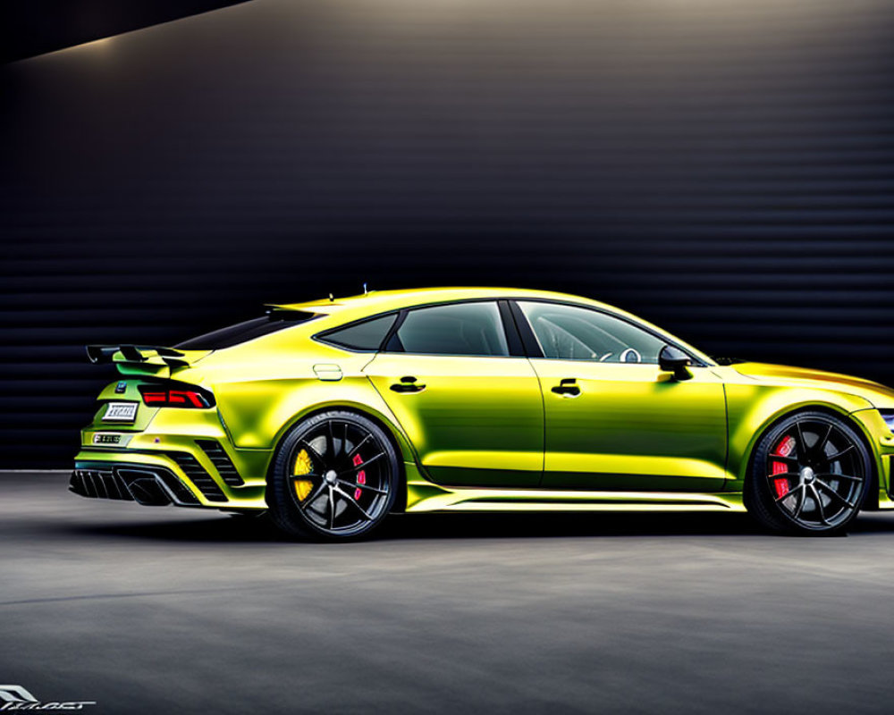 Vibrant Yellow Sports Car with Aerodynamic Design and Black Accents