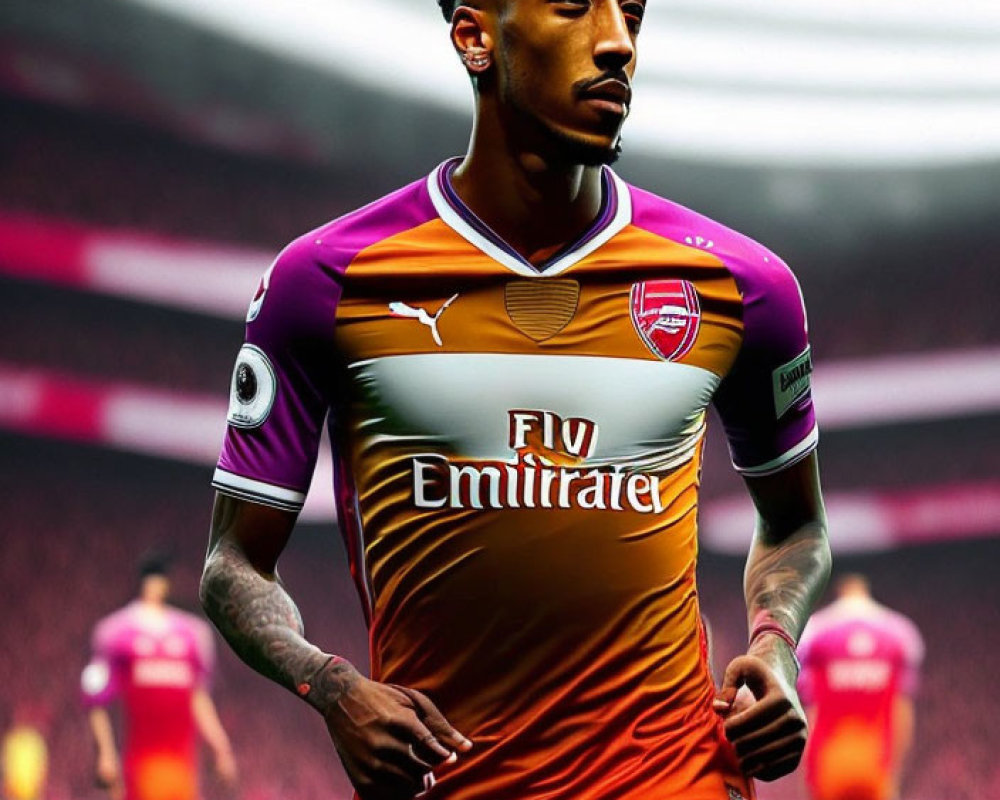 Blonde-Haired Soccer Player in Maroon Jersey on Stadium Field