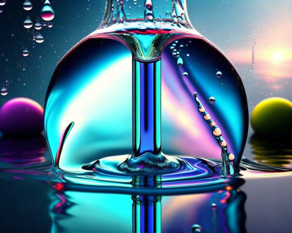 Colorful High-Speed Water Droplet Impact Splash Photo