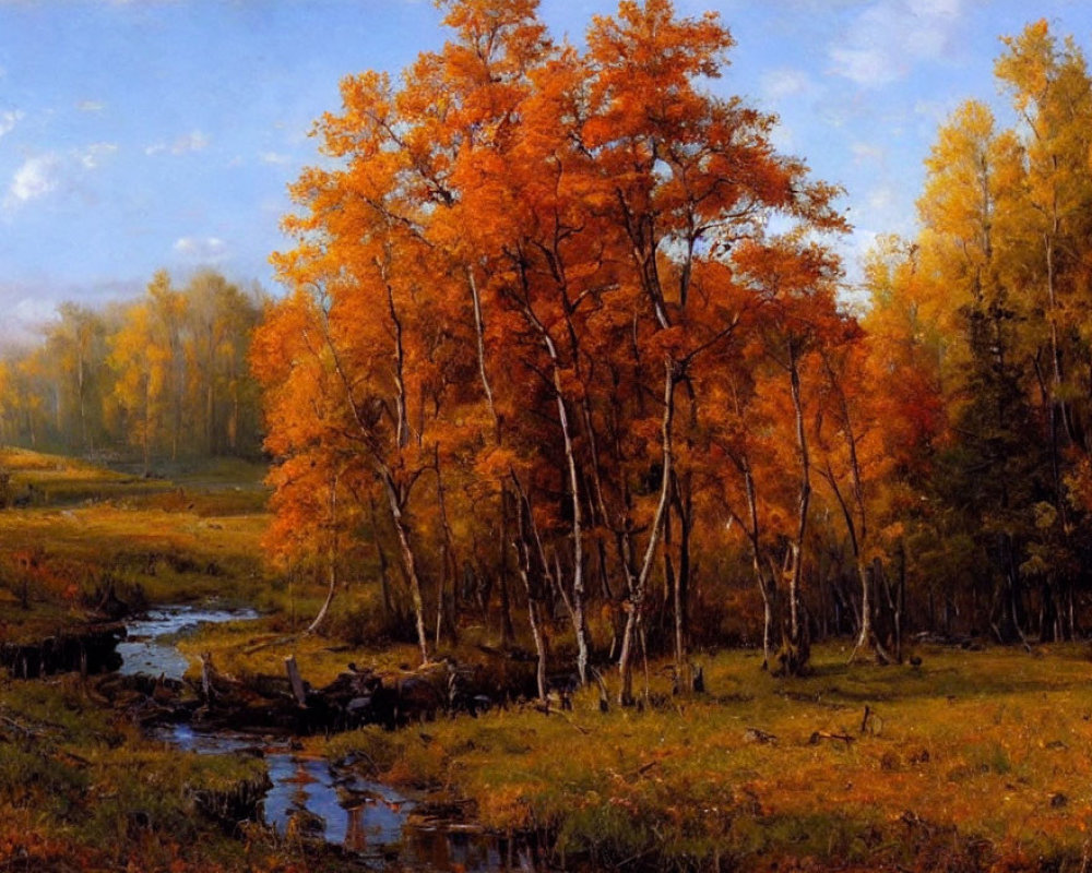 Tranquil Autumn Forest Scene with Creek