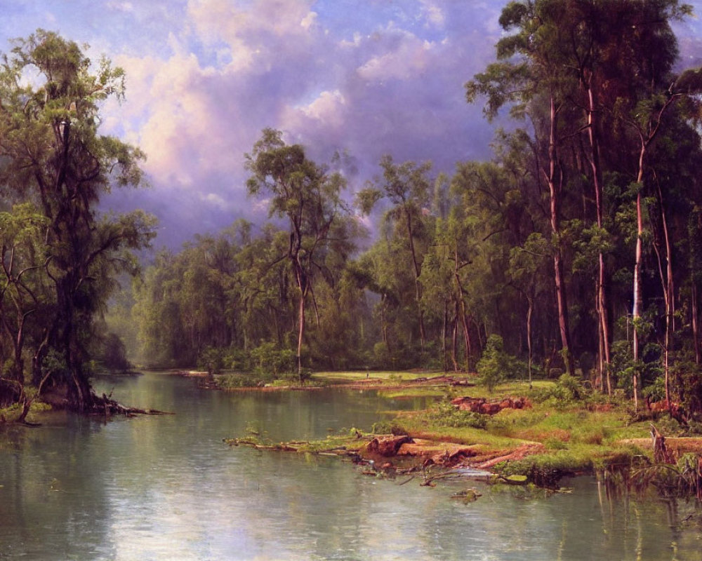Tranquil River in Serene Forest Landscape