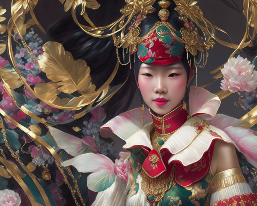 Elaborate Traditional Asian Attire Digital Painting