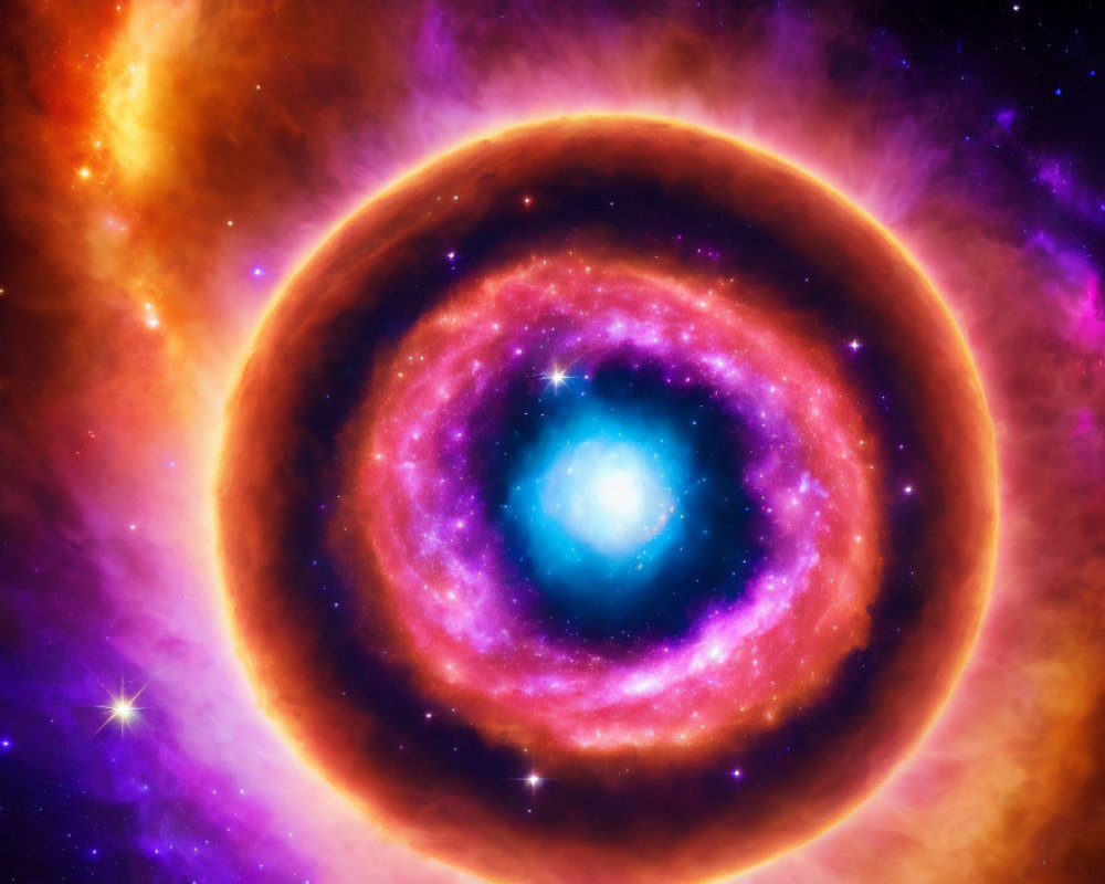 Colorful Space Scene with Glowing Nebula and Central Star