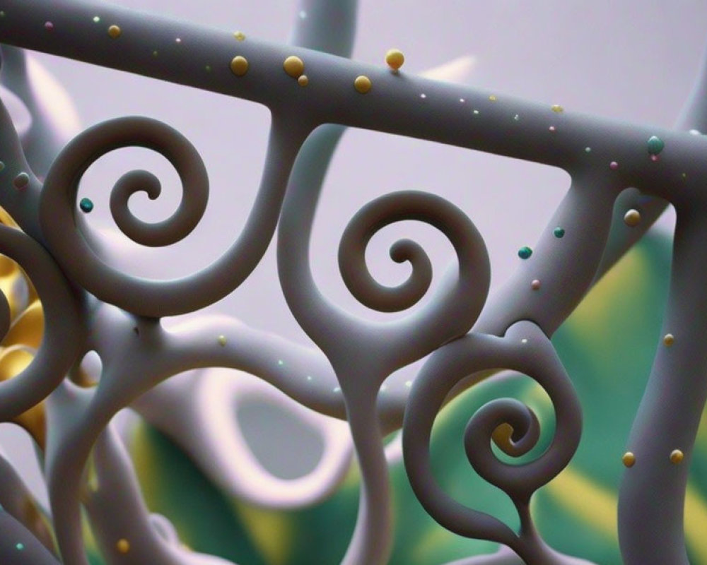 Abstract Fractal Image: Swirly Patterns in Grays, Yellows, and Greens