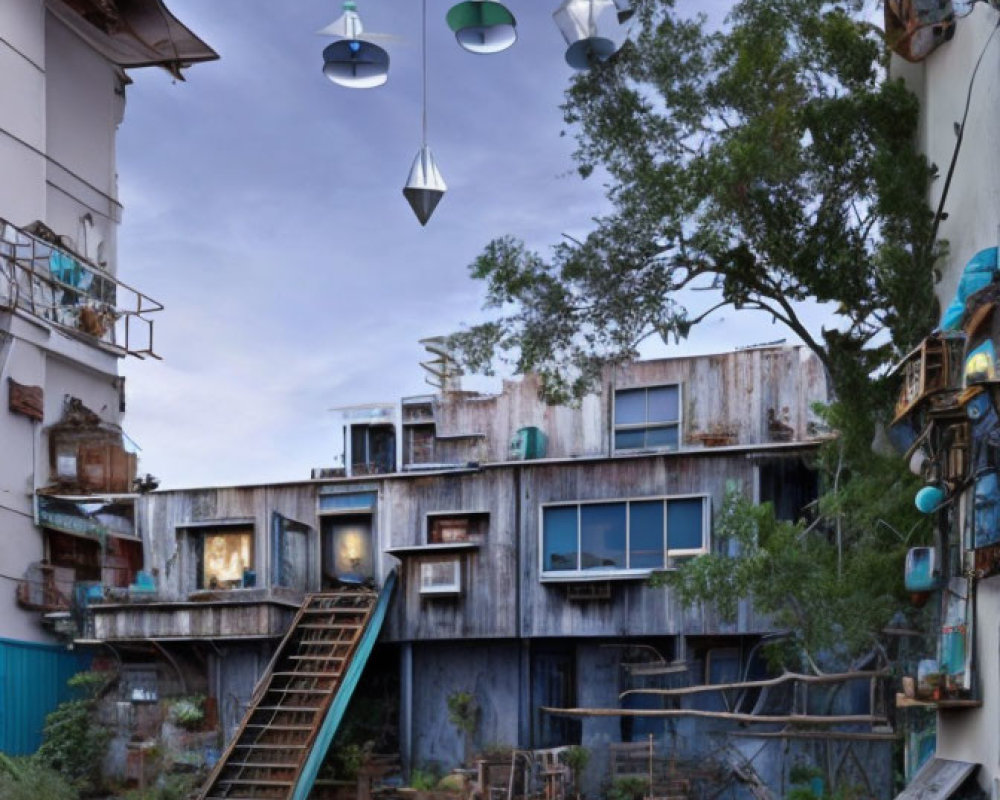 Eclectic Decor in Dilapidated Two-Story Building