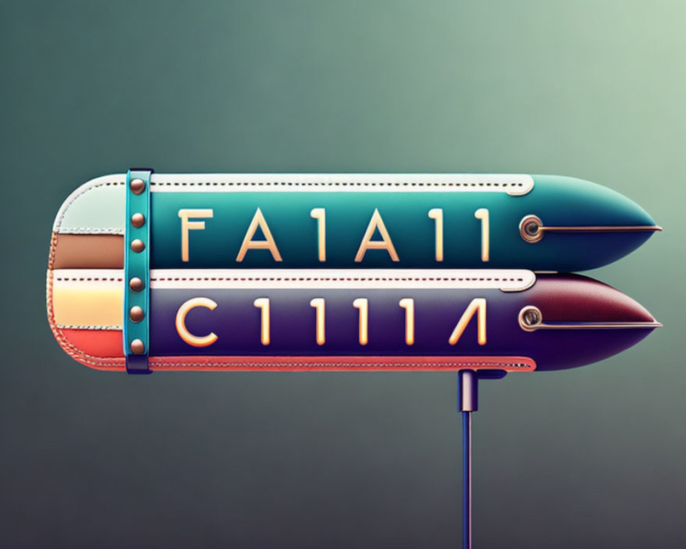 Vintage Rocket Sign with Illuminated Letters on Gradient Background