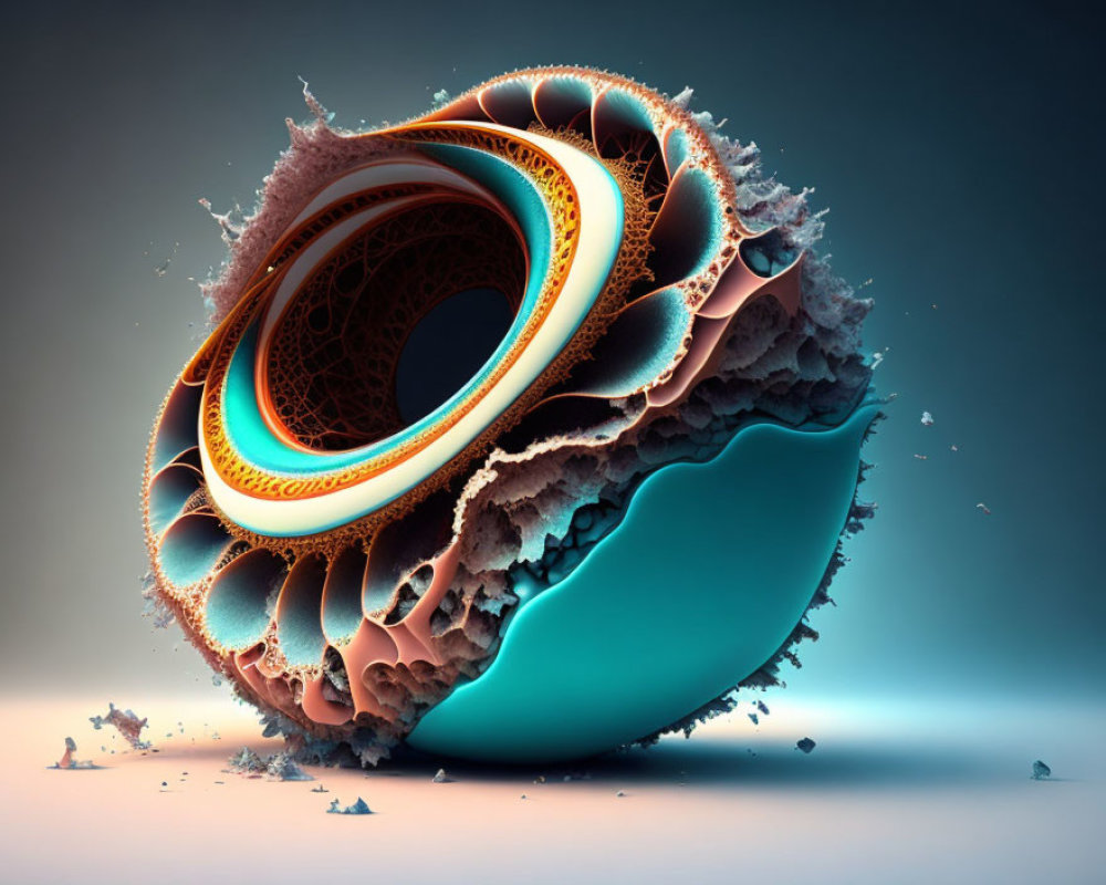 Intricate Layered Object: Digital Artwork with Organic and Ornate Textures