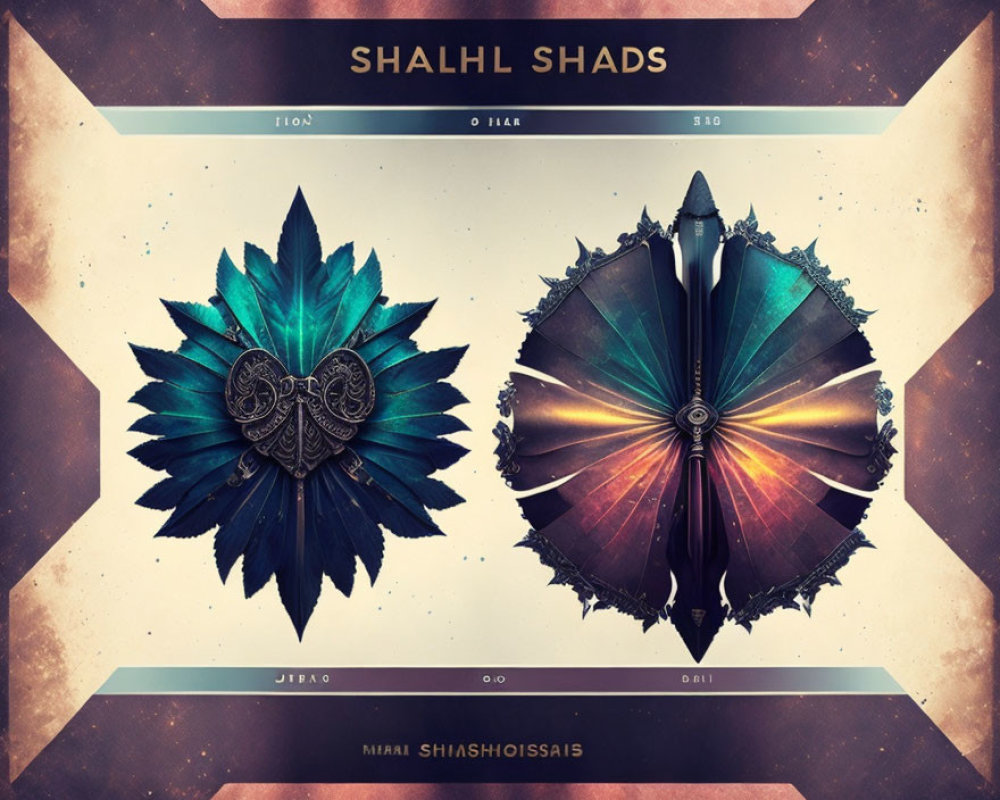 Symmetrical vintage mechanical bird wings on textured brown background