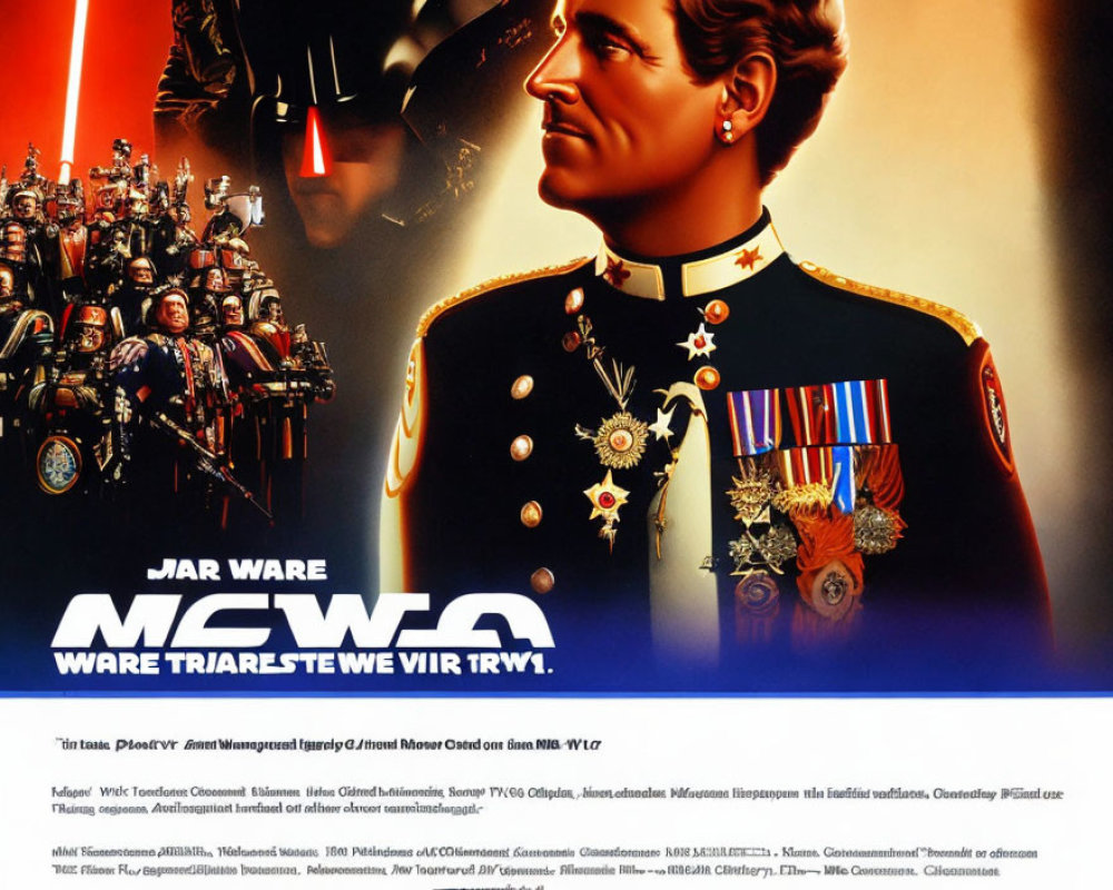 Military-themed movie poster with man in uniform, soldiers on horseback, and film credits.