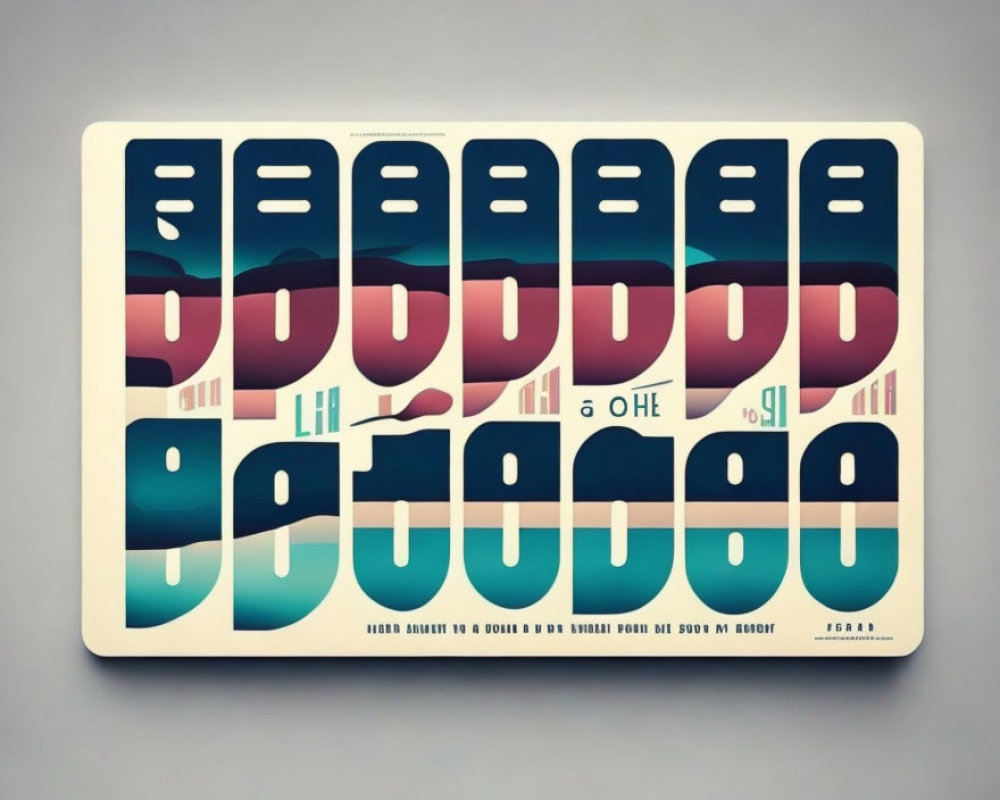 Abstract retro-futuristic poster with geometric shapes & teal-burgundy gradient.