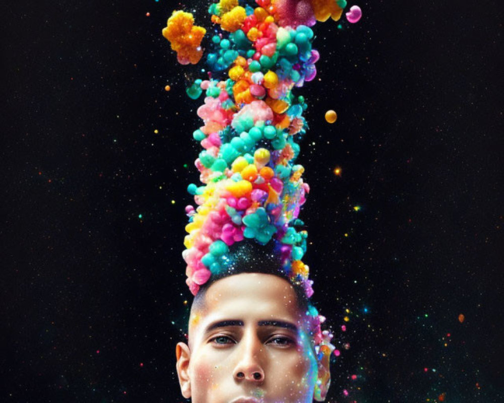 Colorful Cosmic Particles Emanating from Neutral Face