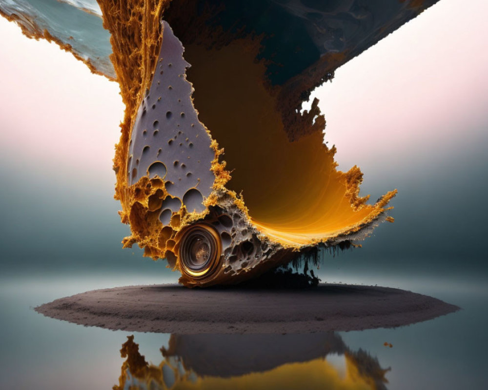 Spiraling liquid gold and brown tones on smooth surface