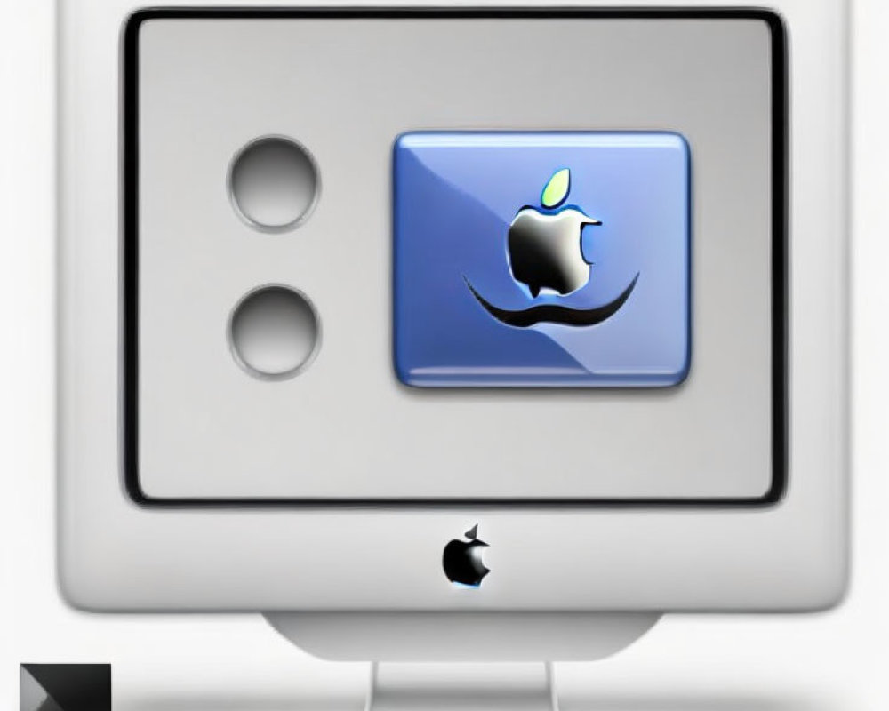 Stylized graphic of apple and star icon on computer monitor.